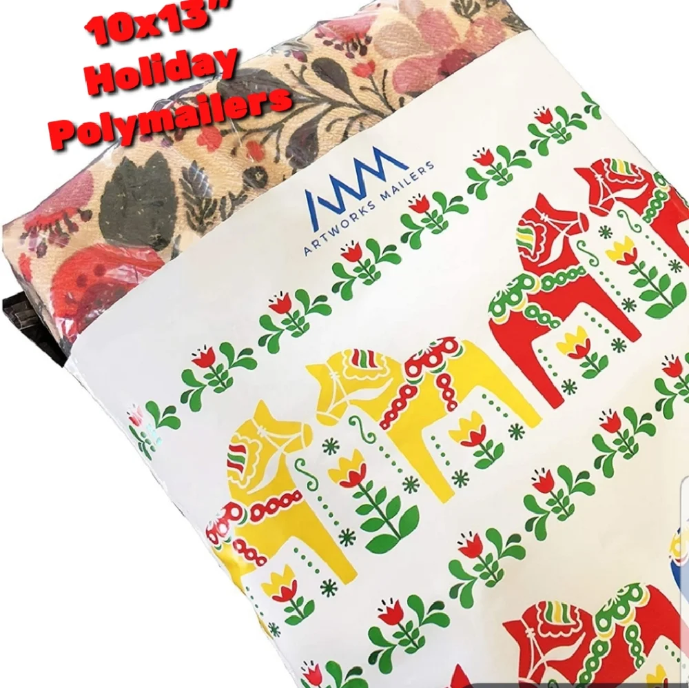 ✅️20 ct   White Dala Horse 10 X 13” PREMIUM Poly Mailers  Designer Shipping